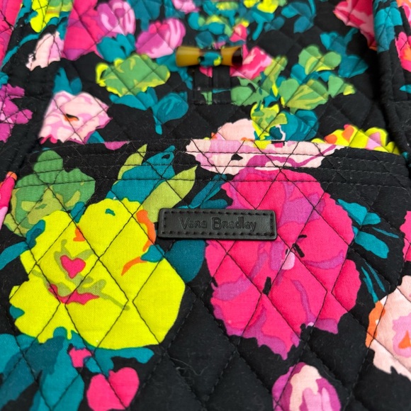 Vera Bradley Quilted Tote with Pockets Black with Bright Floral Print - Picture 2 of 9